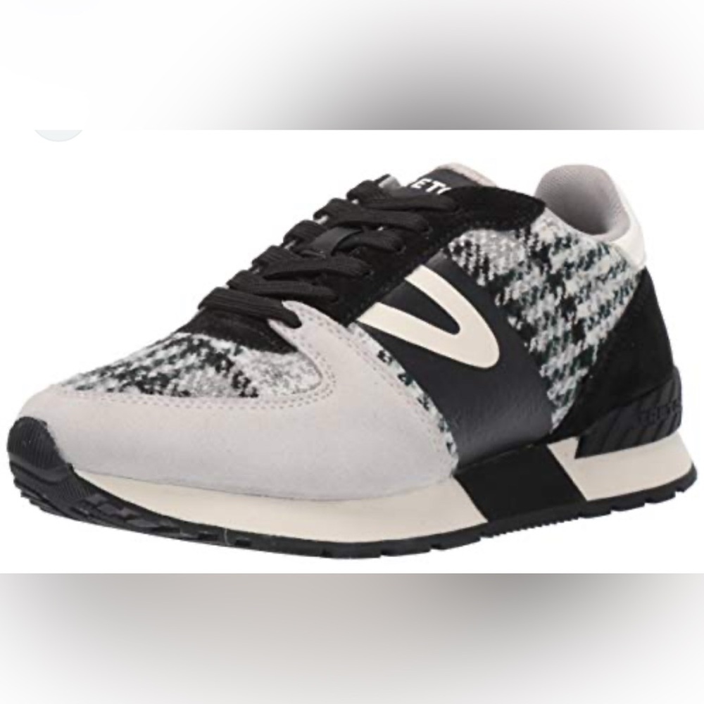 TRETORN Women's Loyola Lace Up Sneakers, Light Grey/Black/White, 6.5